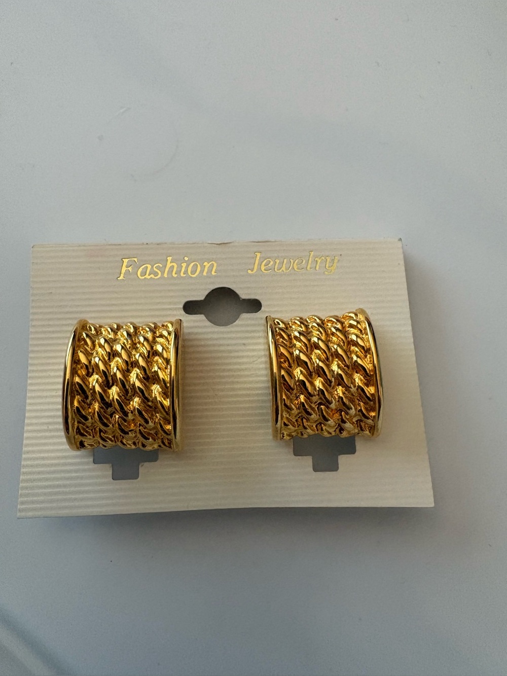 Blanca Vintage 80’s Gold Toned Textured Hoop Clip Earrings Dead Stock
